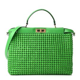 Nappa Woven Large Peekaboo Iconic Satchel in Green at Fashionphile