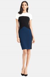 Narciso Rodriguez Colorblock Stretch Pebble Crepe Dress   Nordstrom at Nordstrom