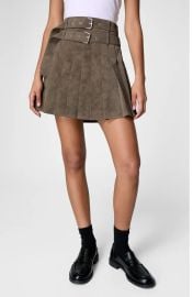 Nasty Gal Belted Pleated Faux Suede Skirt at Nordstrom