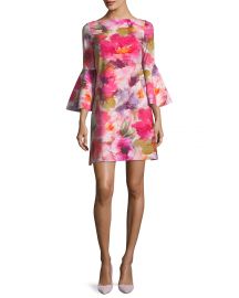 Natalia Bell-Sleeve Floral-Print Dress at Bergdorf Goodman