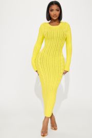 Natalia Sweater Maxi Dress - Yellow Fashion Nova Dresses Fashion Nova at Fashion Nova