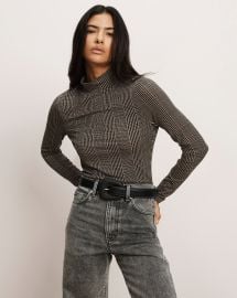 Nate Mock-Neck Top in Dark Acorn Multi at Veronica Beard
