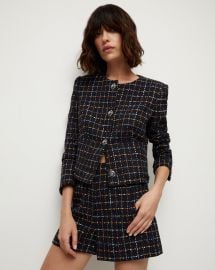 Nathan Navy Cropped Tweed Jacket at Veronica Beard