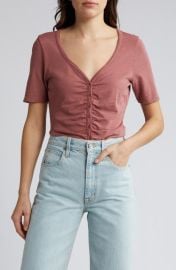 Nation LTD Carlotta Gathered Button-Up Top at Nordstrom