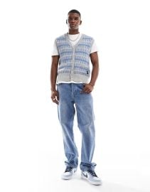 Native Youth Braided Knit Waistcoat in grey and blue at ASOS