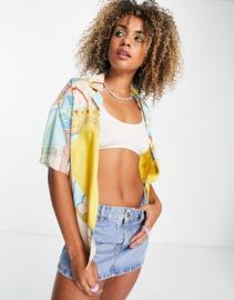Native Youth oversized revere shirt in vintage print with contrast heart at ASOS