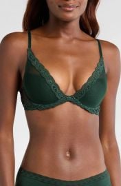 Natori Feathers Plunge T Shirt Bra in Dark Forest at Nordstrom