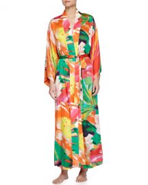 Natori Garbo Printed Long Robe  Multicolor at Neiman Marcus