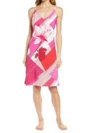 Natori Kabuki Satin Chemise in Pink Red Combo  at Nordstrom