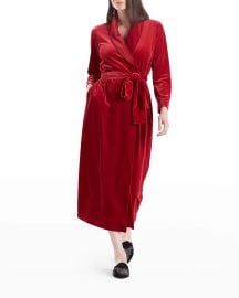 Natori Natalie Velvet Robe in Brocade Red at Neiman Marcus