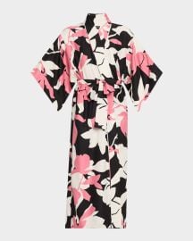 Natori Niwashi Floral-Print Charmeuse Robe at Neiman Marcus