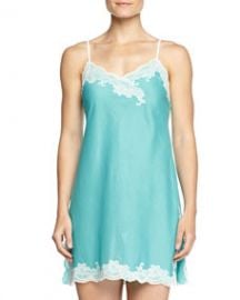 Natori Paradise Voile Lace-Trim Chemise Light Blue at Neiman Marcus