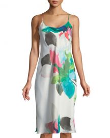 Natori Water Lily-Print Satin Nightgown at Neiman Marcus