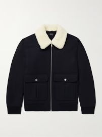 Navy Ben Shearling-Trimmed Wool-Blend Blouson Jacket APC MR PORTER at Mr Porter