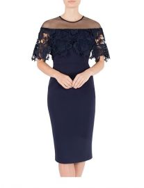 Navy Crepe & Lace Dress at David Jones