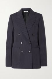 Navy Double-breasted pinstriped woven blazer  VICTORIA BECKHAM  NET-A-PORTER at Net a Porter