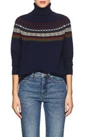 Navy Fair Isle Turtleneck Sweater by Barneys New York at Saks Fifth Avenue