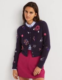 Navy Fireworks-Embellished Ribbed Cardigan - Navy Embellished Fireworks Boden US at Boden