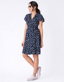 Navy Floral Wrap Maternity Dress at Seraphine