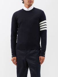 Navy Four-bar wool sweater Thom Browne FASHION US at Matches