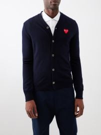 Navy Heart logo-appliqu wool cardigan Comme des Garons Play MATCHES UK at Matches