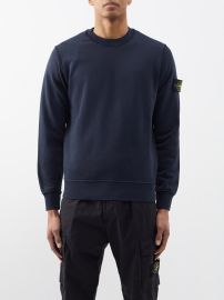 Navy Logo-patch cotton-jersey sweatshirt Stone Island FASHION US at Matches