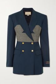 Navy Love Parade double-breasted paneled woven blazer  GUCCI  NET-A-PORTER at Net a Porter