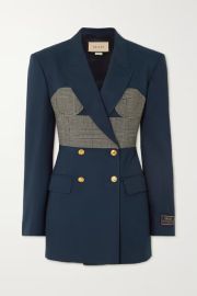 Navy Love Parade double-breasted paneled woven blazer GUCCI NET-A-PORTER at Net a Porter