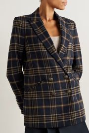 Navy Oria Dickey checked woven blazer VERONICA BEARD NET-A-PORTER at Net a Porter