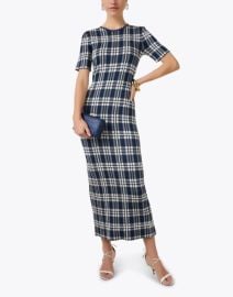 Navy Plaid Knit Dress Halsbrook at Halsbrook