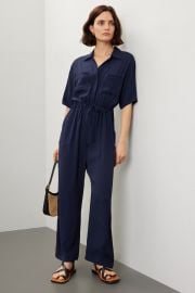 Navy Short Sleeve Jumpsuit by Thakoon Collective Rent the Runway at Rent the Runway