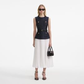 Navy Taffeta Midi Dress self-portrait-US at Self Portrait