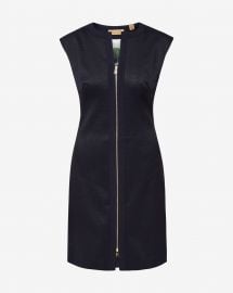 Navy Textured Zip-Front Dress by Ted Baker at Ted Baker