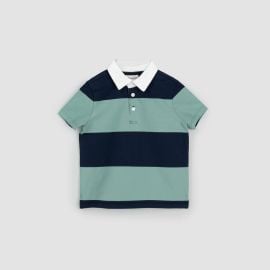 Navy and Seafoam Yarn-Dyed Stripe Rugby Top miles the label at Miles the Label