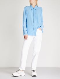 Neck-Tie Silk-Crepe Shirt by Sandro at Selfridges