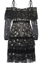 Needle   Thread   Supernova off-the-shoulder ruffled embellished tulle mini dress at Net A Porter