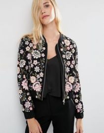 Needle  Thread Embroidery Lace Bomber Jacket at ASOS