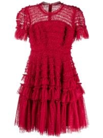 Needle amp Thread Ruched Flared Mini Dress - at Farfetch