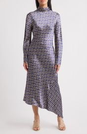Neena Ikat Print Long Sleeve Asymmetric Cocktail Dress with Dupatta at Nordstrom Rack