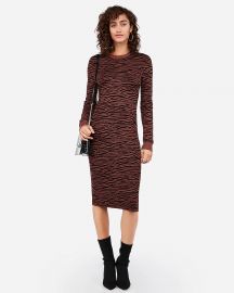 Negin Mirsalehi Fitted Tiger Print Midi Sweater Dress at Express