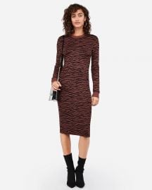 Negin Mirsalehi Fitted Tiger Print Midi Sweater Dress by Express at Express