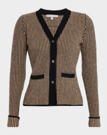 Neiman Marcus Cashmere Collection Cashmere Contrast Pique Knit Jacket at Neiman Marcus