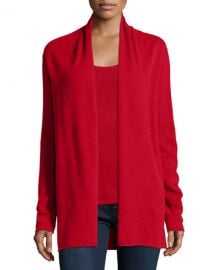 Neiman Marcus Cashmere Collection Cashmere Draped Cardigan in Red at Neiman Marcus