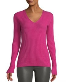 Neiman Marcus Cashmere Collection Cashmere Ribbed V-Neck Sweater at Neiman Marcus