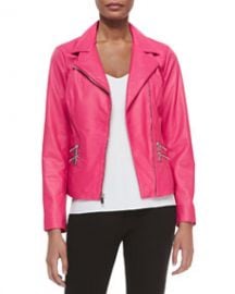 Neiman Marcus Leather Moto Jacket W Zip Pockets at Neiman Marcus