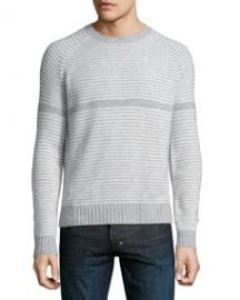 Neiman Marcus Neiman Marcus Cashmere by Billy Reid Striped Crewneck Sweater Gray at Neiman Marcus