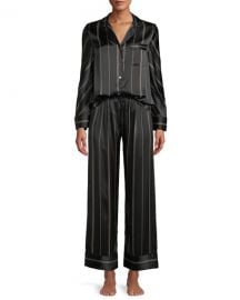 Neiman Marcus Pinstripe Two-Piece Pinstripe Silk Pajama Set at Neiman Marcus