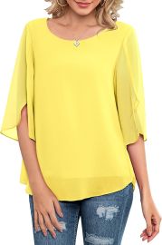 Neineiwu Womens Casual Scoop Neck Loose Top 34 Sleeve Chiffon Blouse Shirt Tops at Amazon Womens Clothing store at Amazon