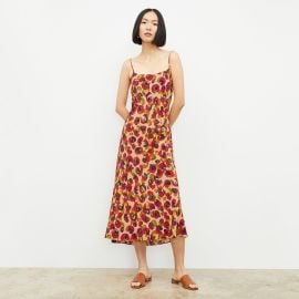 Nene Slip Dress - Washable Silk Peacock Print MMLaFleur at MM Lafleur