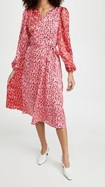 Never Fully Dressed Long Sleeve Pink  amp  Red Leopard Wrap Dress at Shopbop